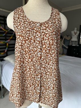 CAbi floral button-front top, size large